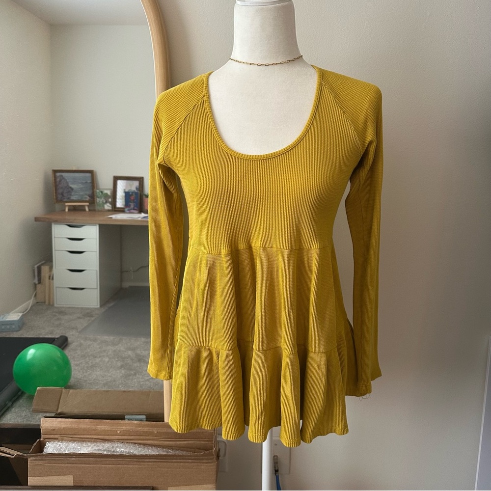 Anthropologie Maeve Samina Waffle Blouse Tiered XS - Picture 2 of 6